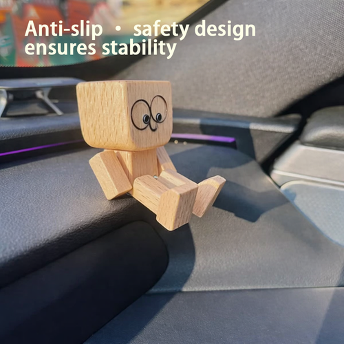 🪵Wooden Decorative Figure | Movable Rocking Design, Interchangeable Faces, Art Tabletop Ornament