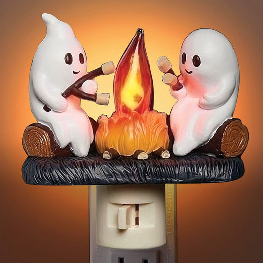 🕯️👻Halloween Ghost Campfire Flickering Flame Plug-in Wall Night Light