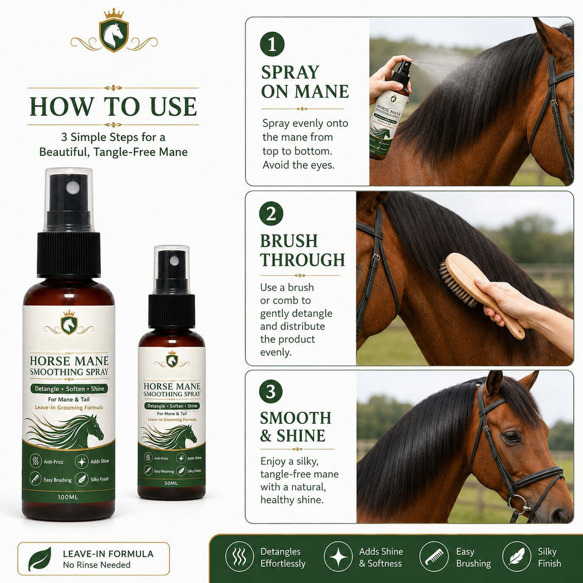 Horse Mane and Tail Smoothing Spray