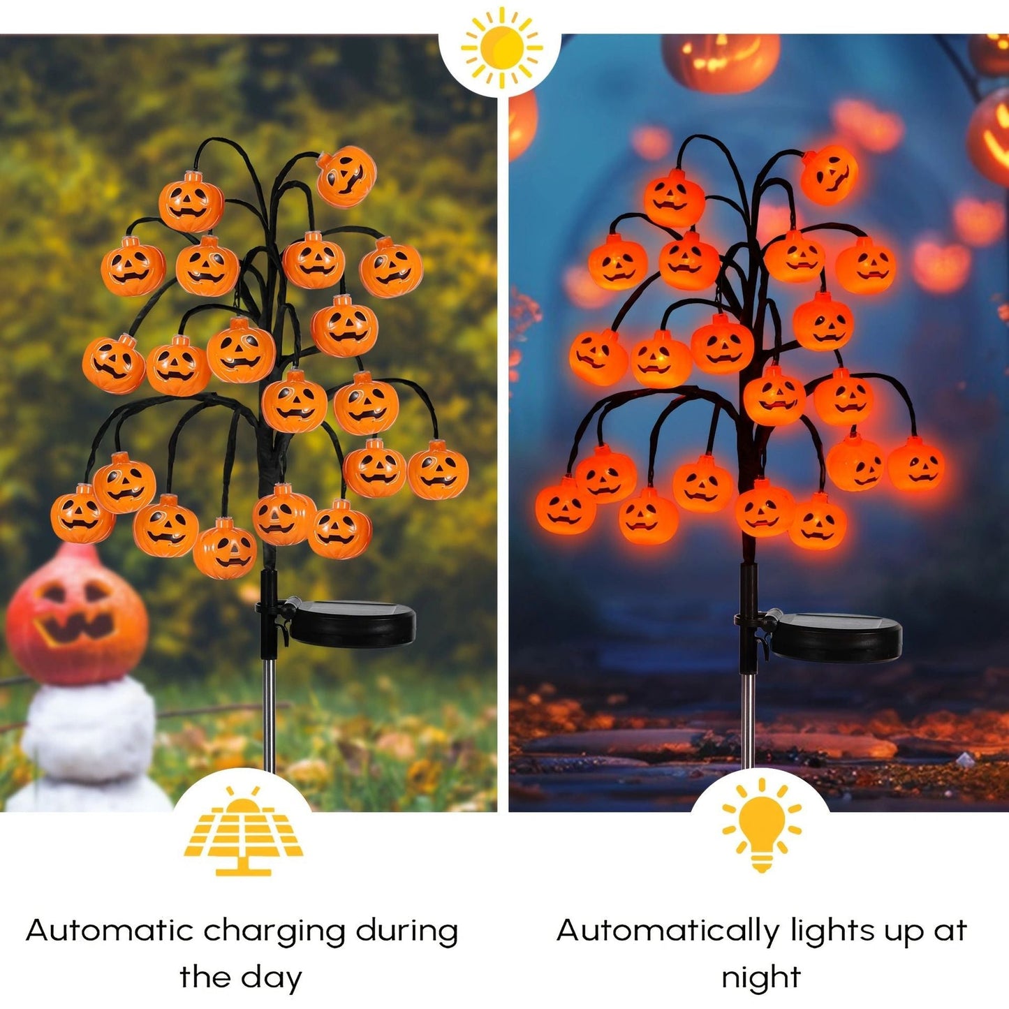 🎃 Pumpkin Solar Stake Lights  – Halloween Outdoor Yard Decor