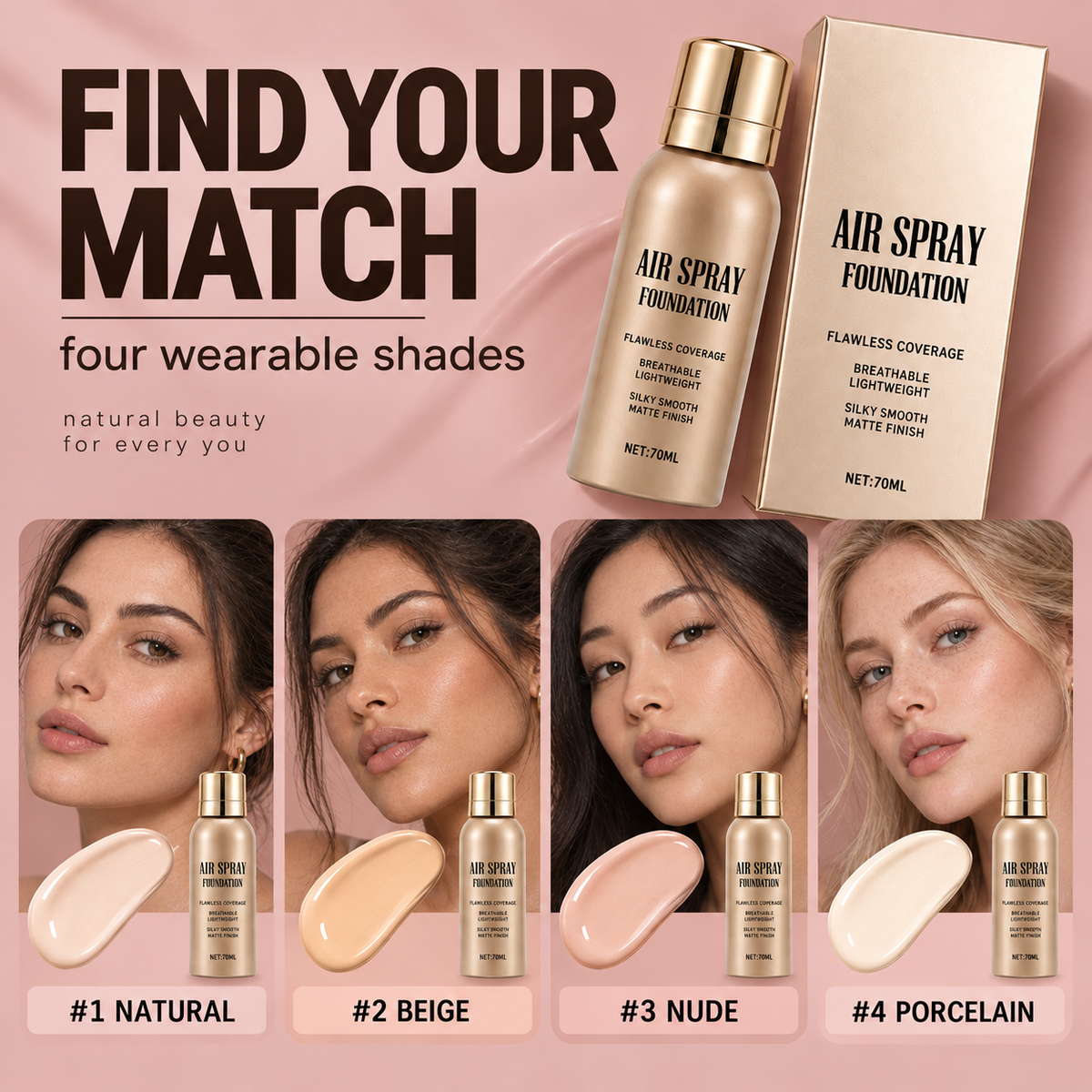 💄✨ Air Spray Foundation – flawless full coverage, waterproof & sweatproof. 💋💖