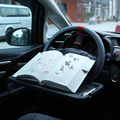 🚗 Multifunctional Steering Wheel Tray – Portable Car Lap Desk & Dining Table