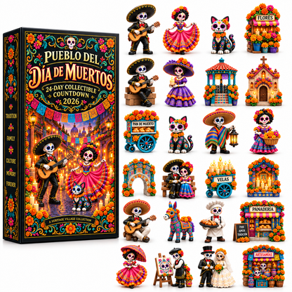 💀 Día de Muertos 2026 Countdown Calendar – 24-Day Day of the Dead Village with 24 Collectible Miniatures