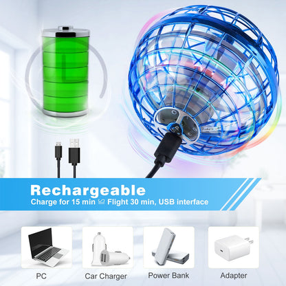 LED Flying Orb Ball Toy – Hand-Controlled 360° Hovering Spinner for Kids & Adults