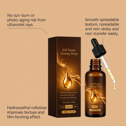 Sun‐Free Self‐Tanning Drops ☀️Get Natural Bronze Tan Without UV Exposure