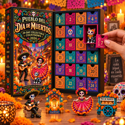 💀 Día de Muertos 2026 Countdown Calendar – 24-Day Day of the Dead Village with 24 Collectible Miniatures