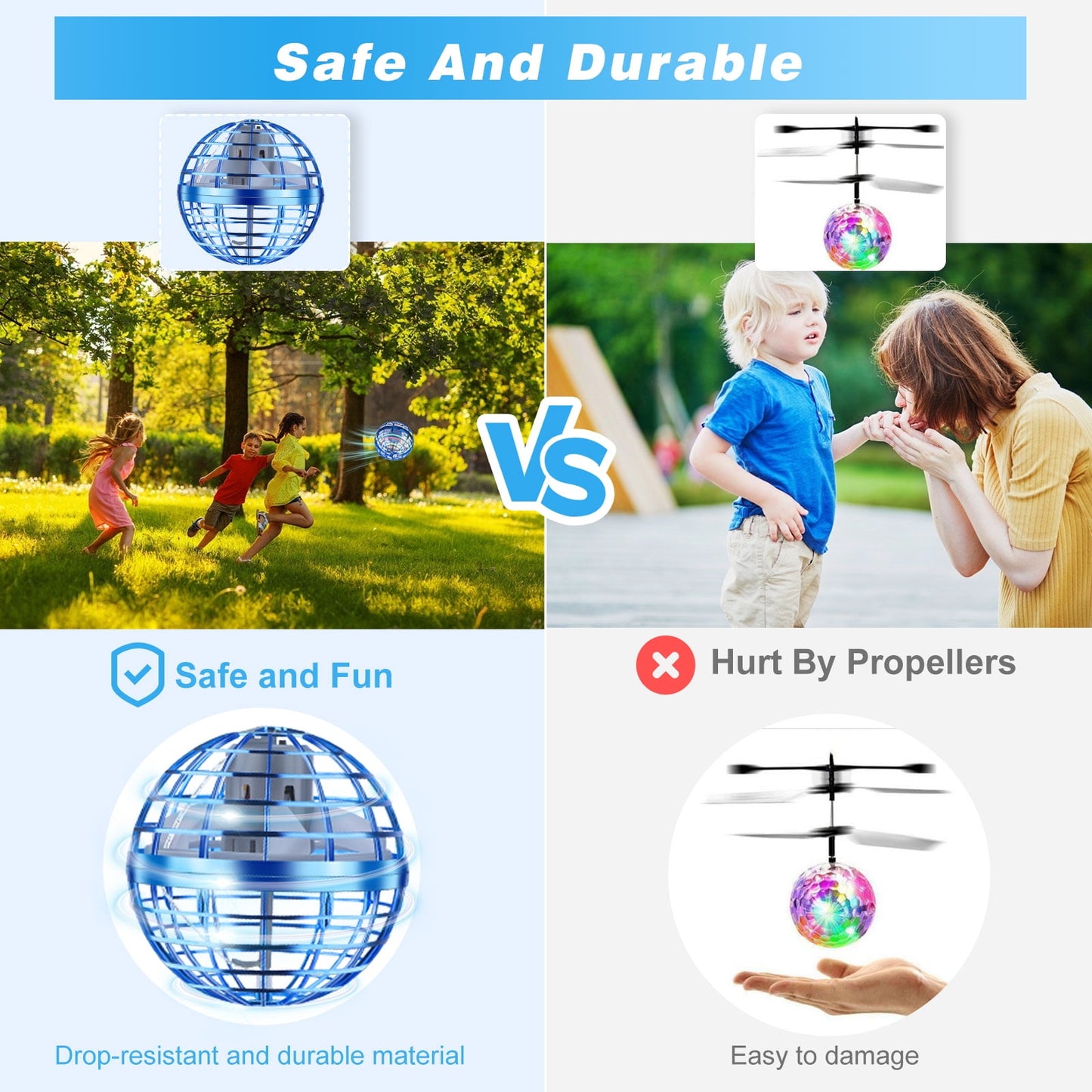 LED Flying Orb Ball Toy – Hand-Controlled 360° Hovering Spinner for Kids & Adults