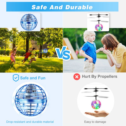 LED Flying Orb Ball Toy – Hand-Controlled 360° Hovering Spinner for Kids & Adults