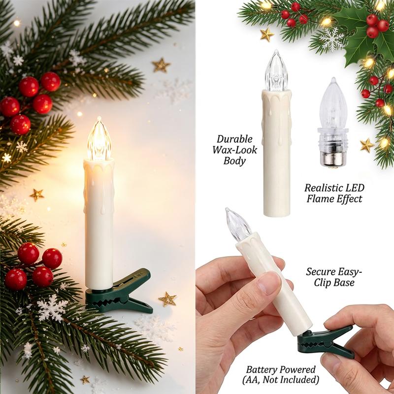 💡LED Flameless Candle Clip Lights with Remote, 10 Pack Battery-Operated Dimmable Lights with Timer🔥