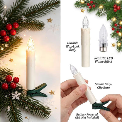 💡LED Flameless Candle Clip Lights with Remote, 10 Pack Battery-Operated Dimmable Lights with Timer🔥