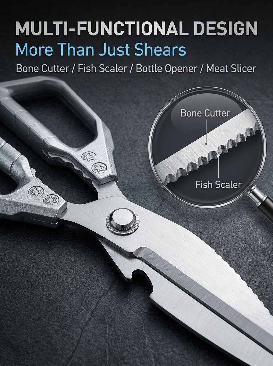 ✂️🦴 Multifunctional Kitchen Shears – Heavy-Duty Scissors for Meat, Herbs & More