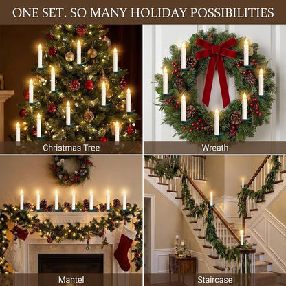💡LED Flameless Candle Clip Lights with Remote, 10 Pack Battery-Operated Dimmable Lights with Timer🔥