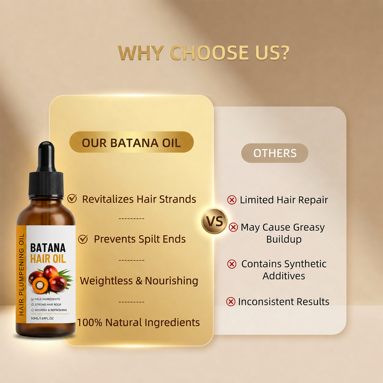 Batana Hair & Scalp Care Oil – Nourishing Botanical Formula for Dry, Frizzy & Thinning-Looking Hair