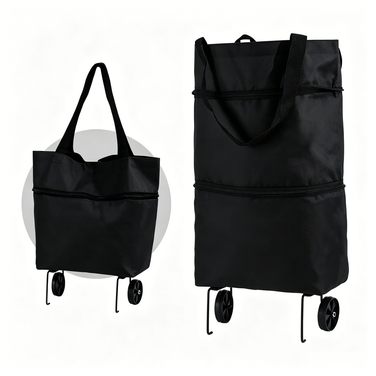 🛒 600D Oxford Fabric Rolling Cart – Expandable, Waterproof & Quiet, Holds Up to 10kg