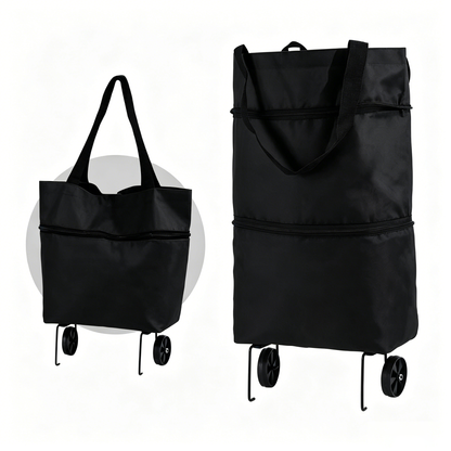 🛒 600D Oxford Fabric Rolling Cart – Expandable, Waterproof & Quiet, Holds Up to 10kg