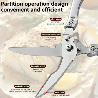 Stainless Steel Bone-Cut Kitchen Scissors