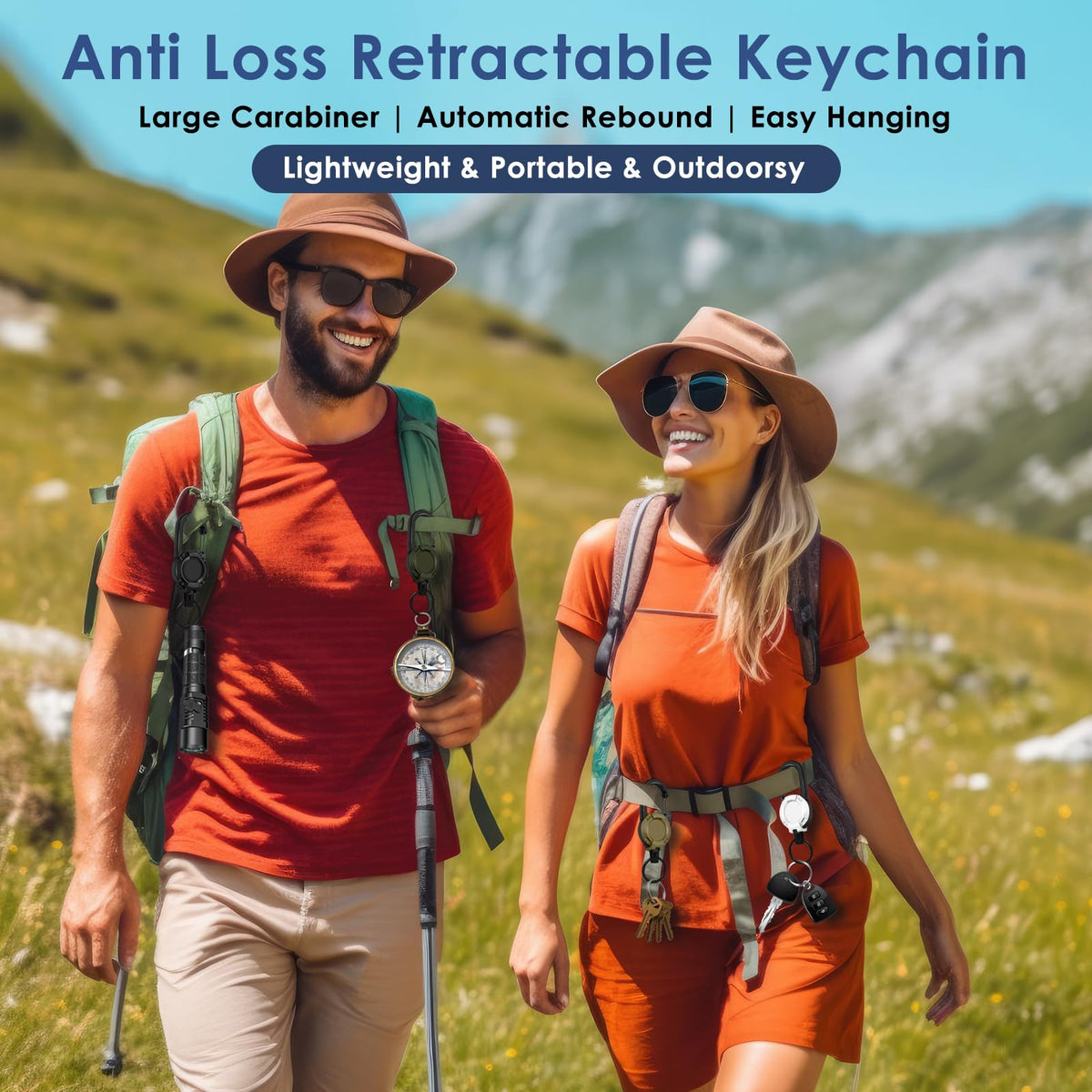 🔑 Heavy Duty Retractable Keychain Set