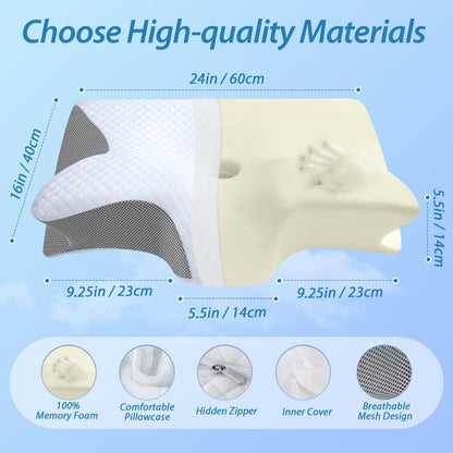 2-in-1 Dual-Contour Memory Foam Neck Pillow – Ergonomic Support for Sleep & Rest