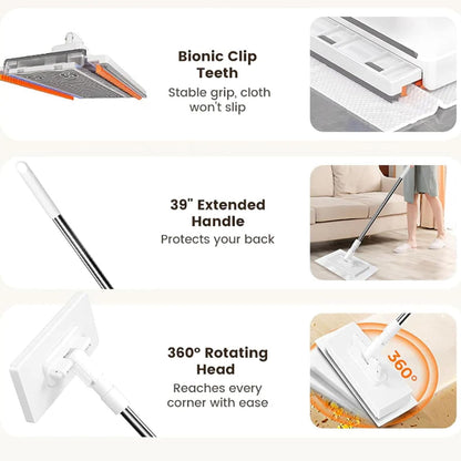 Mini Clip Mop with Rotating Head – Wet & Dry Cleaning Tool for Walls, Bathroom, Toilet Corners & Doors