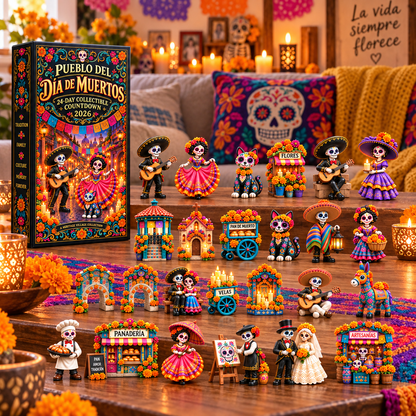 💀 Día de Muertos 2026 Countdown Calendar – 24-Day Day of the Dead Village with 24 Collectible Miniatures