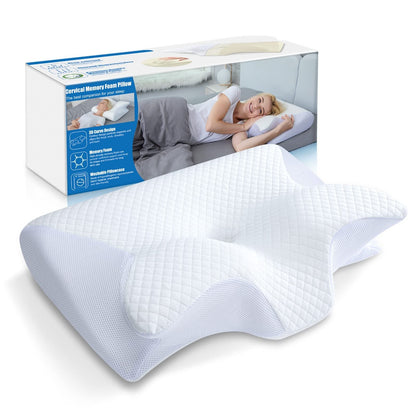 2-in-1 Dual-Contour Memory Foam Neck Pillow – Ergonomic Support for Sleep & Rest
