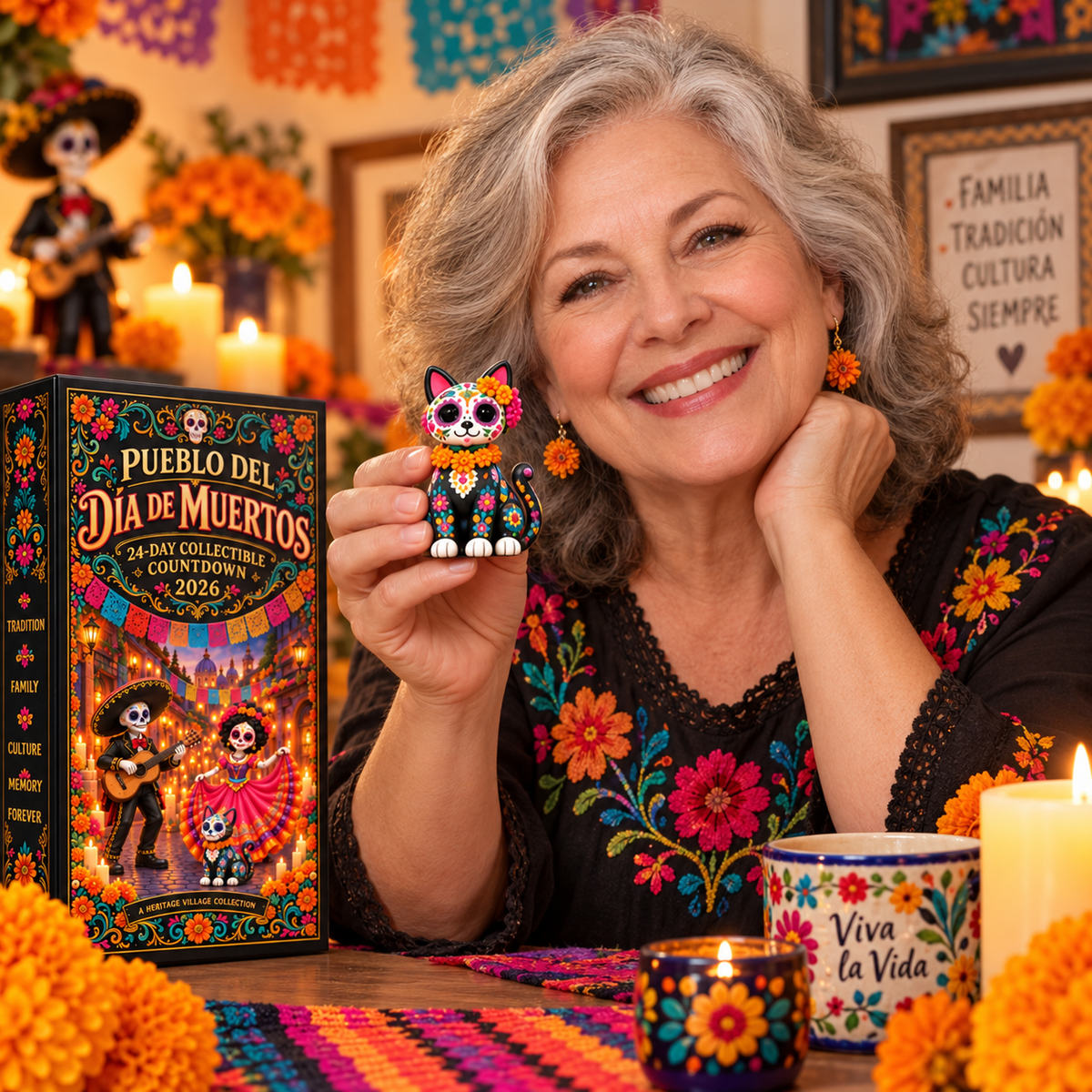 💀 Día de Muertos 2026 Countdown Calendar – 24-Day Day of the Dead Village with 24 Collectible Miniatures