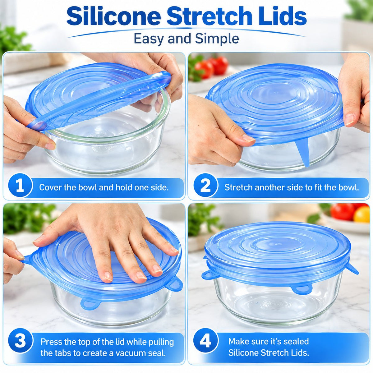 Reusable Stretch Silicone Food Covers – Flexible & Easy to Use