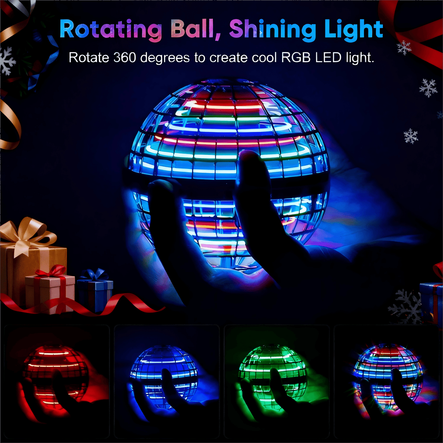 LED Flying Orb Ball Toy – Hand-Controlled 360° Hovering Spinner for Kids & Adults