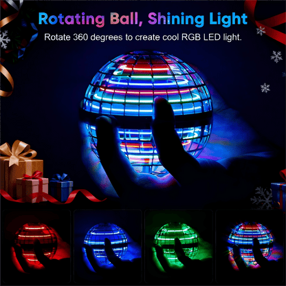 LED Flying Orb Ball Toy – Hand-Controlled 360° Hovering Spinner for Kids & Adults