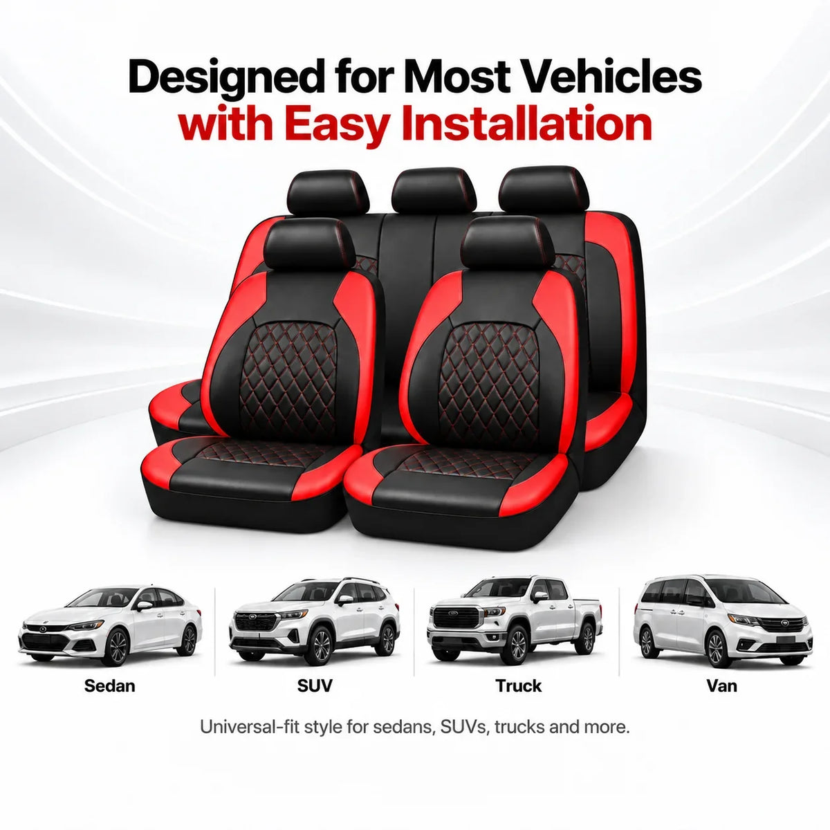 9-Piece Universal Fit Leather Car Seat Cover Set