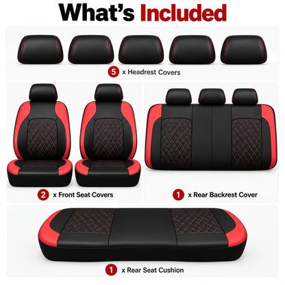 9-Piece Universal Fit Leather Car Seat Cover Set