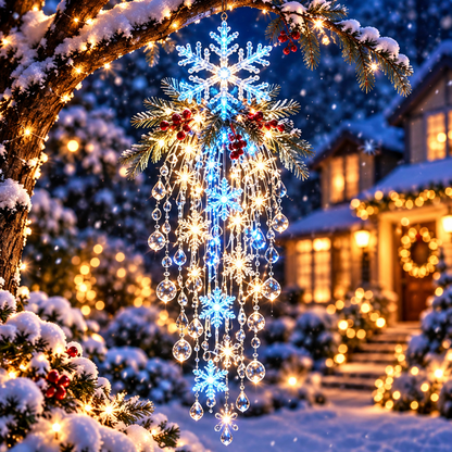 ❄️🎅Crystal Cascade Christmas Snowflake LED Hanging Light
