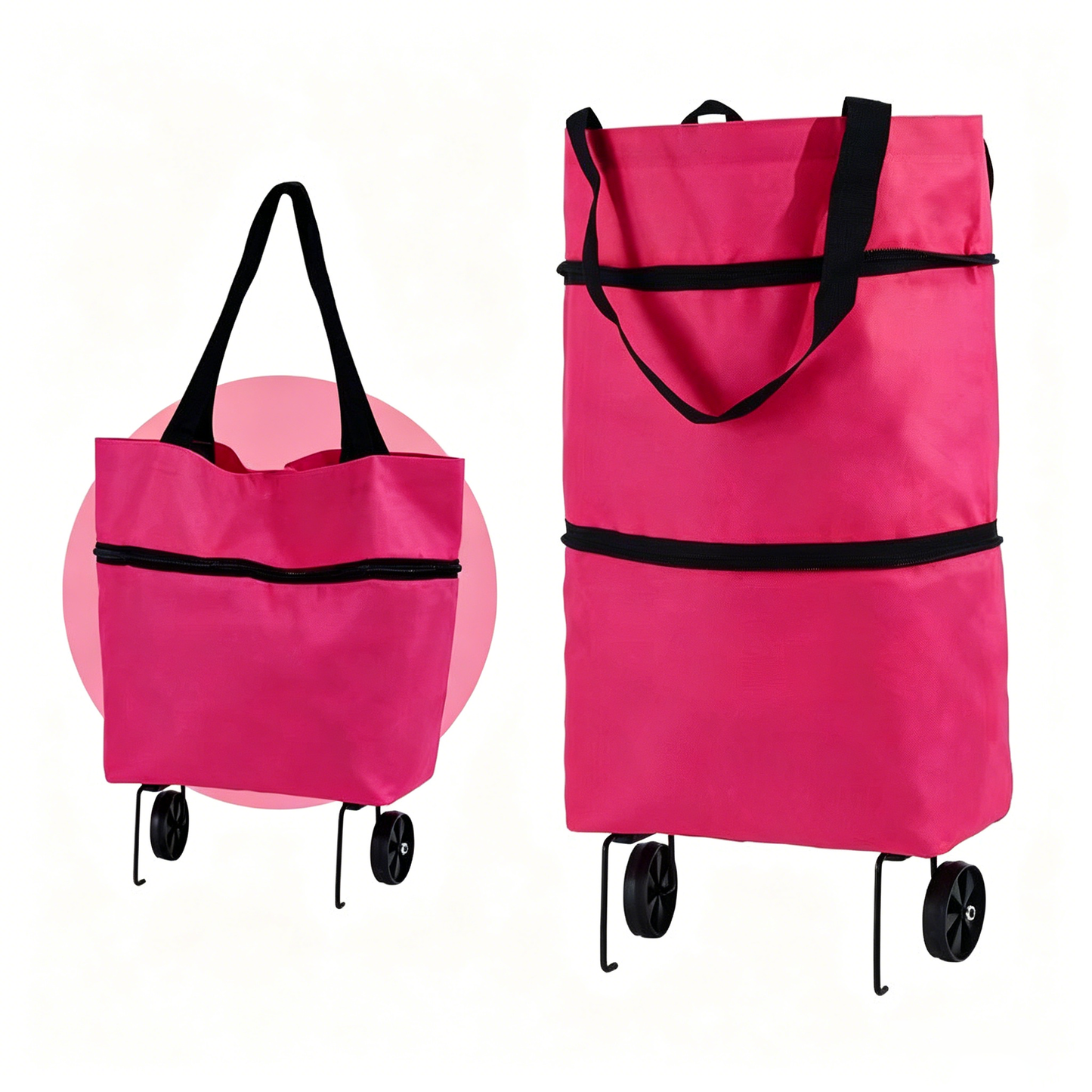 🛒 600D Oxford Fabric Rolling Cart – Expandable, Waterproof & Quiet, Holds Up to 10kg