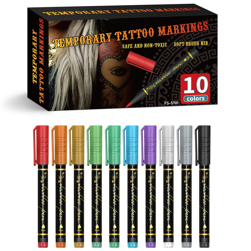 🌈🎨10-Color Temporary Tattoo Markers Set