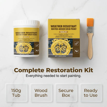 🥳2026 HOT SALE🏠✨Weather Resistant Gold Paint – Water‑based, brilliant shine. 🖌️💛