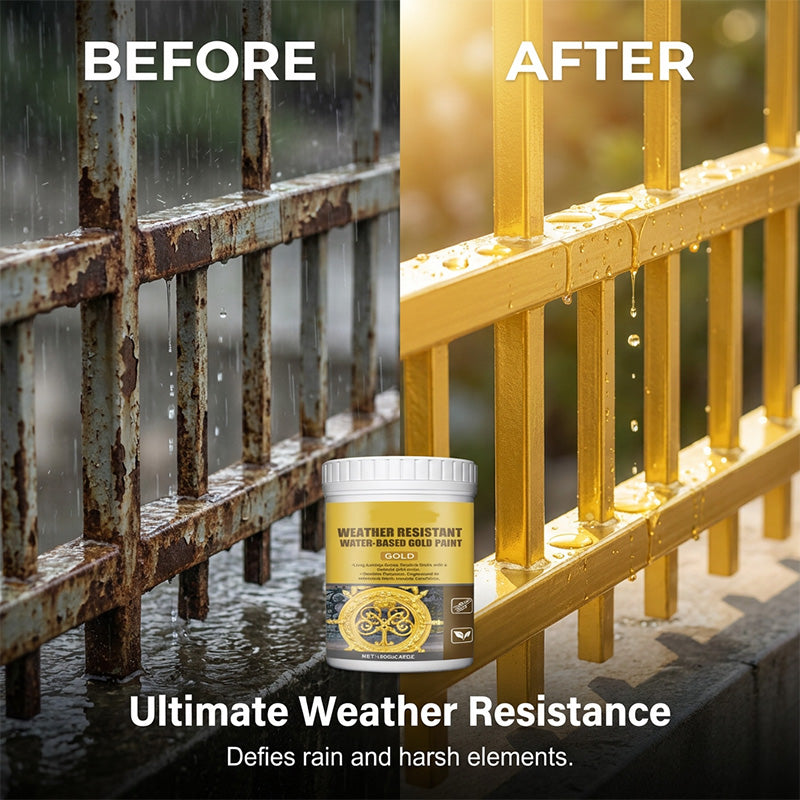 🥳2026 HOT SALE🏠✨Weather Resistant Gold Paint – Water‑based, brilliant shine. 🖌️💛
