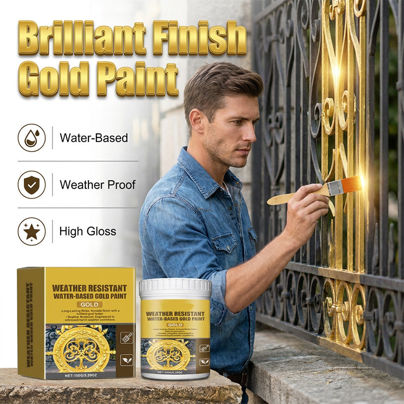 🥳2026 HOT SALE🏠✨Weather Resistant Gold Paint – Water‑based, brilliant shine. 🖌️💛