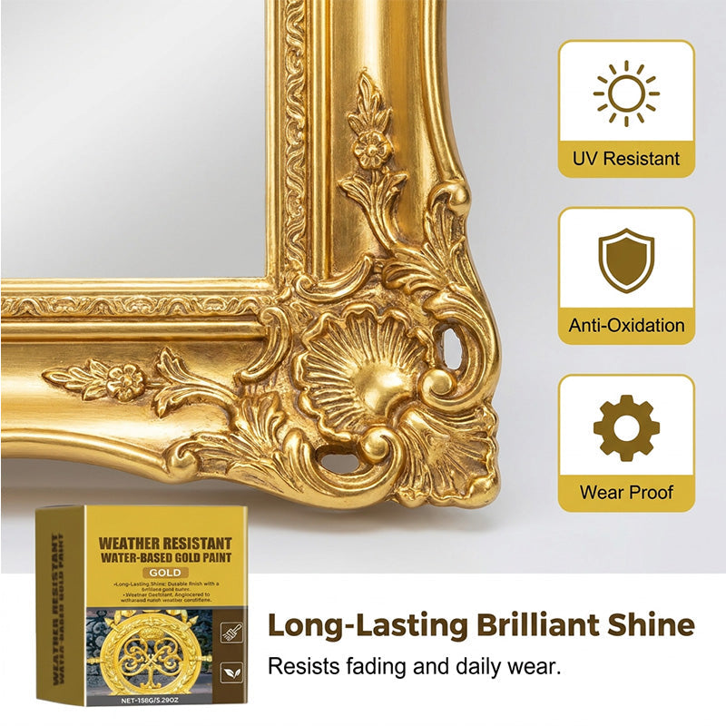 🥳2026 HOT SALE🏠✨Weather Resistant Gold Paint – Water‑based, brilliant shine. 🖌️💛