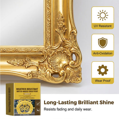 🥳2026 HOT SALE🏠✨Weather Resistant Gold Paint – Water‑based, brilliant shine. 🖌️💛