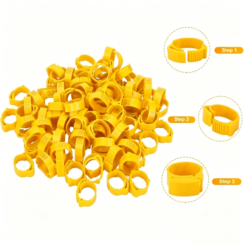 🐔 Adjustable Snap-On Poultry Leg Bands – Reusable Chicken & Bird Identification Rings