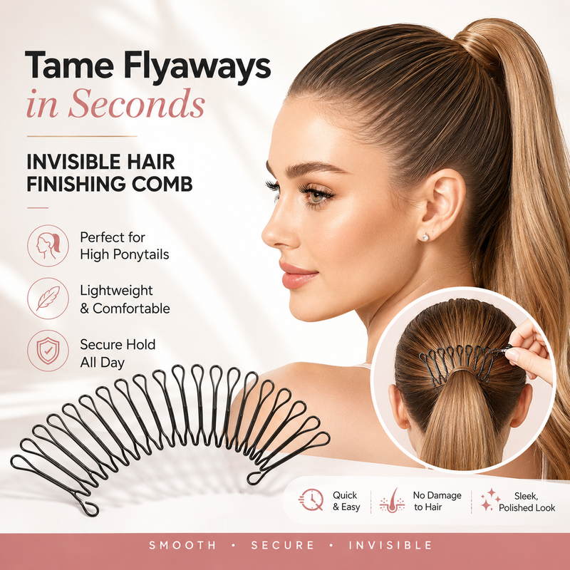 Tame Flyaways Invisible Hair Finishing Comb | Secure No-Pull Hold for Ponytails
