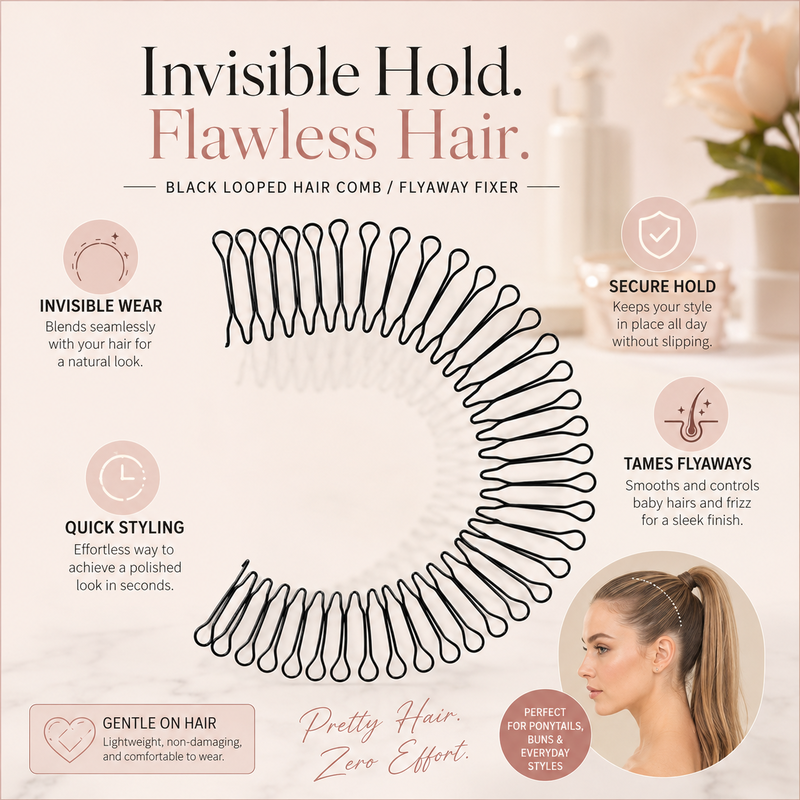Tame Flyaways Invisible Hair Finishing Comb | Secure No-Pull Hold for Ponytails