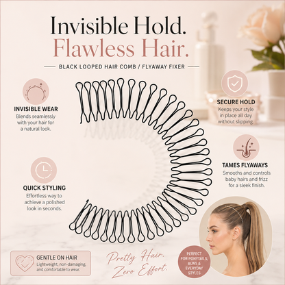 Tame Flyaways Invisible Hair Finishing Comb | Secure No-Pull Hold for Ponytails