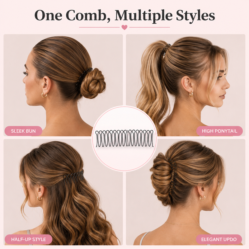 Tame Flyaways Invisible Hair Finishing Comb | Secure No-Pull Hold for Ponytails