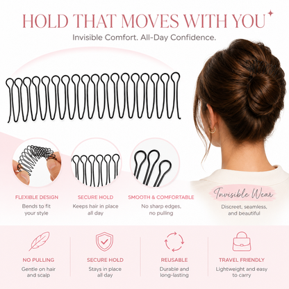 Tame Flyaways Invisible Hair Finishing Comb | Secure No-Pull Hold for Ponytails