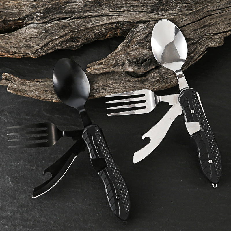 🎉🏕️Must-have for outdoor trips 🍴🥄4-In-1 Outdoor Folding Multifunctional Tableware