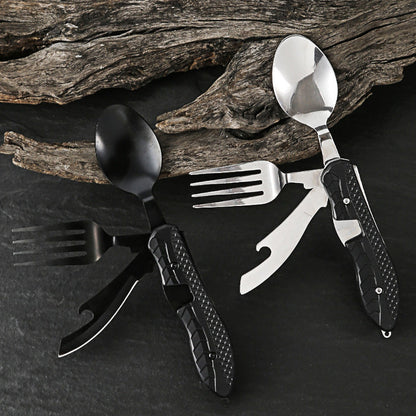 🎉🏕️Must-have for outdoor trips 🍴🥄4-In-1 Outdoor Folding Multifunctional Tableware