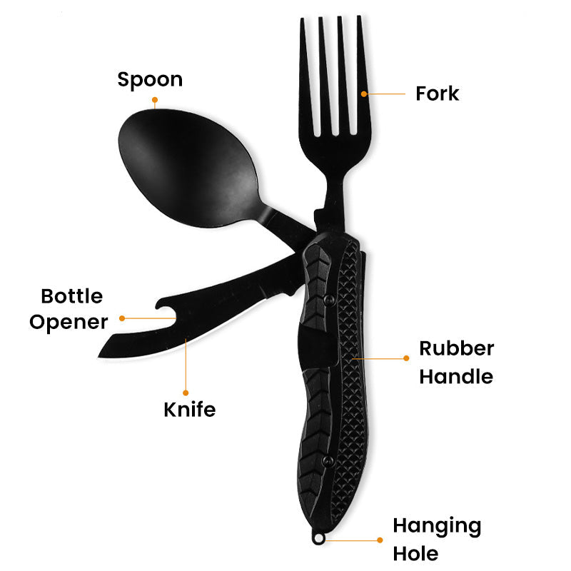 🎉🏕️Must-have for outdoor trips 🍴🥄4-In-1 Outdoor Folding Multifunctional Tableware