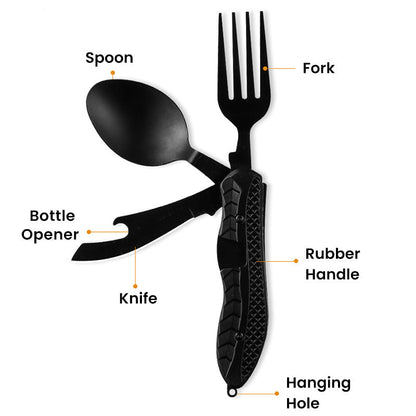 🎉🏕️Must-have for outdoor trips 🍴🥄4-In-1 Outdoor Folding Multifunctional Tableware