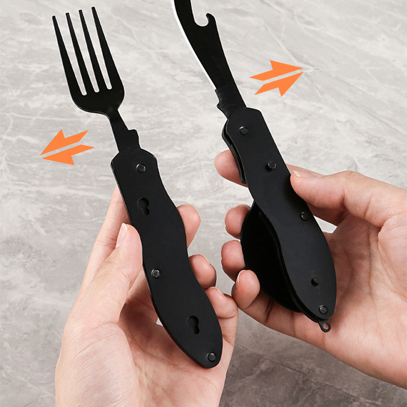 🎉🏕️Must-have for outdoor trips 🍴🥄4-In-1 Outdoor Folding Multifunctional Tableware